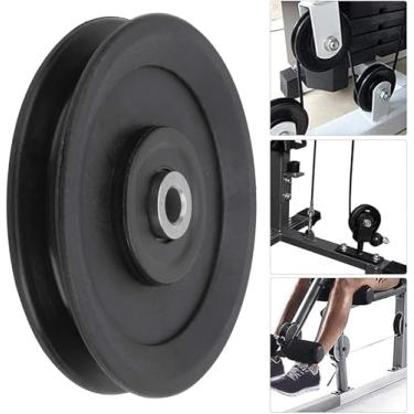 Imagem de JATHIN Roda de polia de rolamento de nylon AtFipan 4,5" 115mm cabo de roda preto peça de equipamento de ginástica