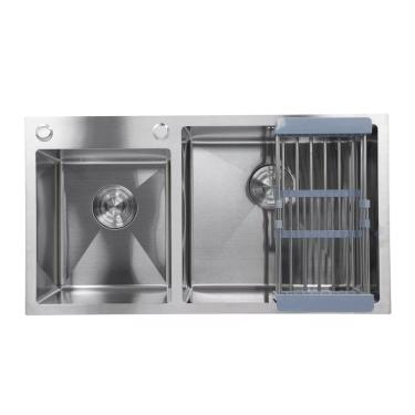 Imagem de Cuba Dupla Cozinha Goumert Luxo Lava Alimentos Louça Escorredor Pia 