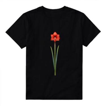 Imagem de Camisetas femininas estampadas florais novidade flores silvestres camisas de manga curta, Estilo 3, G