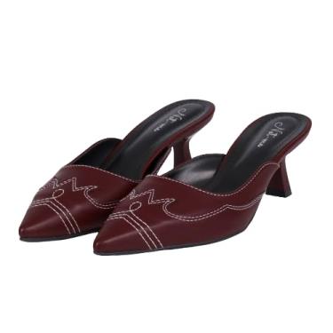 Imagem de Scarpin Tamanco Feminino Bico Fino Salto Baixo Couro Not Me (Marsala, BR, Adulto, Numérico, 36)