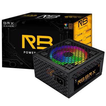 Imagem de Fonte 550W BRX RB550W, 80 Plus Bronze, Bivolt Automático, LED RGB