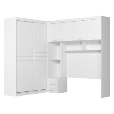 Imagem de Guarda Roupa Modulado Florença Quarto Com 6 Portas 5 Gavetas Branco Branco