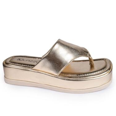 Imagem de Chinelo Dedo Feminino Flatform Sandália Papete Confortável (Dourado, BR, Adulto, Numérico, 35)