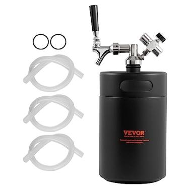 Imagem de Sistema de torneira Growler de cerveja, mini barril de 5 L de 4,82 g, 304 aço inoxidável pressurizado para cerveja, Growler de barril com visor de pressão, torneira reguladora de CO2, anel à prova de
