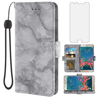 Imagem de Asuwish Compatível com Samsung Galaxy J5 Prime 2016 e protetor de tela de vidro temperado, acessórios para celular, compartimento para cartão, suporte, carteira de mármore, capas de telefone para
