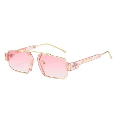 Imagem de Caixa de óculos de sol masculina Moda Metal Personalidade Mulheres Colorido Multi cor Tendência Viseira de sol UV400, Ouro Rosa, Tamanho único