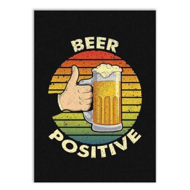 Imagem de Placa Decorativa Engraçado Cerveja Seja Positivo Decoração Cozinha Bar