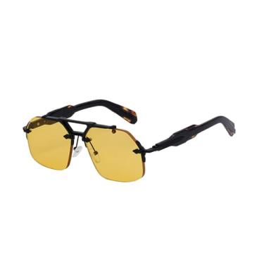 Imagem de HCHES Óculos de sol vintage quadrados punk de metal, masculino e feminino, sem aro, óculos de sol para homens, proteção UV400, óculos escuros, 8, tamanho único