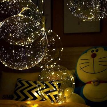 Imagem de Balões de LED iluminados, pacote com 12 baterias de célula de balão de festa 61 cm, 3 modos de luzes piscantes, balão transparente, para decorações de aniversário de casamento (branco quente)