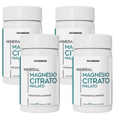 Imagem de Kit 4 Frascos Mineral 2 em 1 Magnésio De Malato e Citrato Duo Natunect