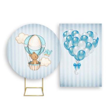 Imagem de Painel De Festa Redondo 1,50x1,50 + Painel Vertical 1,50x2,20 - Ursinh