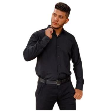Imagem de Camisa Social Manga Longa Slim Preta Sem Bolso - Wju Jeans, Masculino,
