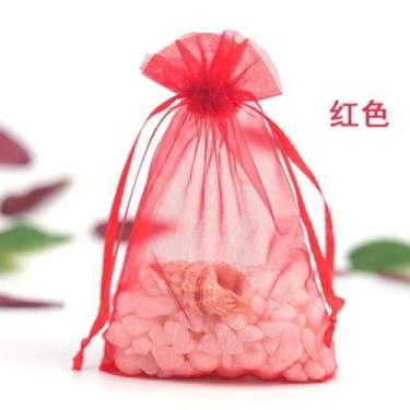 Imagem de Saquinho de Organza 100 Unidades - 9x12cm - 123Compra, Vermelho