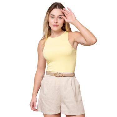 Imagem de Regata Feminina Alça Larga de Viscose - Maranne, Amarelo, GG