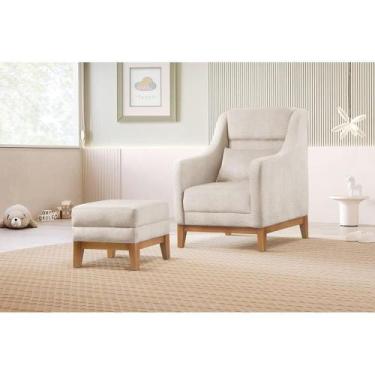 Imagem de Poltrona de Amamentação com Puff Áquila Nude - Zurc Decor