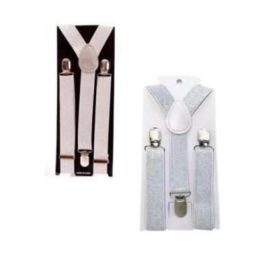 Imagem de Suspensório Masculino e Feminino Prata Com Brilho - Fantasias Carol BI