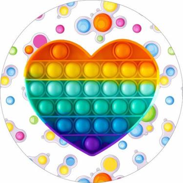 Imagem de Painel de Lona Redondo Pop it Fidget Toy Coração Arco Íris - Fabrika d