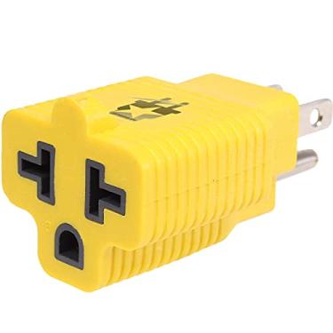 Imagem de Journeyman-Pro Adaptador fêmea 4 em 1 T-Blade Plugue doméstico de 15 Amp para 20 Amp, 5-15P para 5-20R, 6-15R, 6-20R - 15A a 20A 125V, adaptador de tomada de parede CA para janela. Fácil de ver
