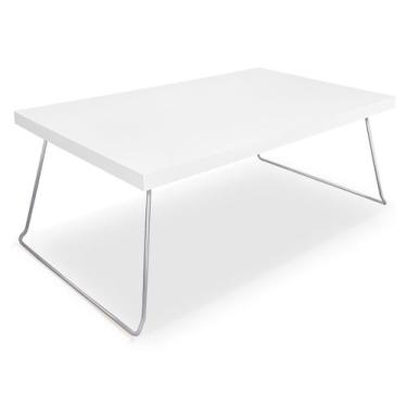 Imagem de Mesa de Centro Berlim Retangular em Aço e MDF Clean - Prata e Banca - 