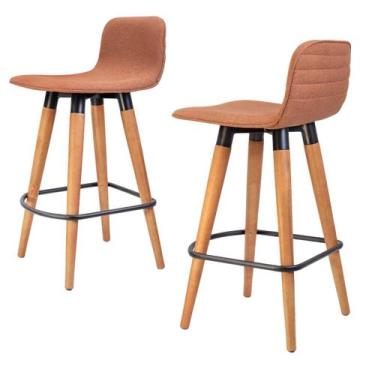 Imagem de 2 Meia Banquetas Línea Soft p/ Ilha Bar e Bancadas Terracota - UniDeco