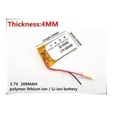 Imagem de Bateria 3.7v 200mah 4mm X 20mm X 30mm 2 Fios - - bgb