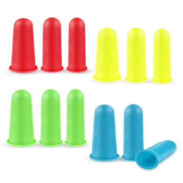 Imagem de 12 peças de protetores de dedo de silicone para pistola de cola quente, cera de resina, adesivos de mel, pontas de proteção, capas de dedos, protetores de dedal, para tarefas de contagem de costura (3