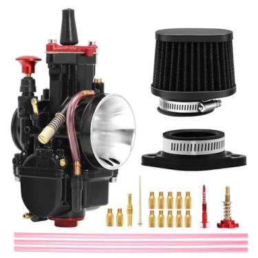 Imagem de PWK Kit de carburador universal de 21 mm para carburador de corrida de 50cc a 100cc 2T 4T com filtro de ar coletor de admissão bota jatos principais motocicletas scooters Dirt Bike Motocross ATV Quad Enduro Off Road (21 mm)