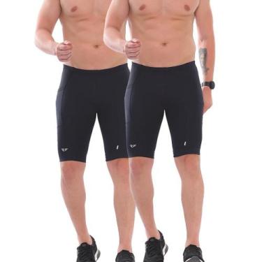 Imagem de Kit 2 Bermuda De Compressão Race Com Bolso Corrida - ElementFit, Preto