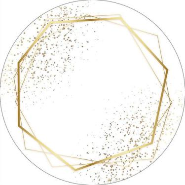 Imagem de Painel De Festa Redondo 1,50x1,50 - Efeito Glitter Geométrico Dourado 