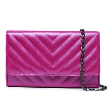 Imagem de Bolsa Feminina Clutch Metalizada Pink Pequena CM SHOES