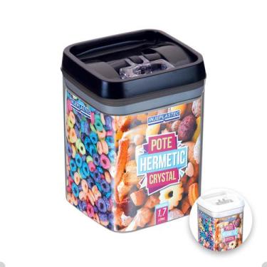 Imagem de Pote Hermético Acrílico Quadrado Pequeno Com Trava 1700 Ml - INJEPLAST