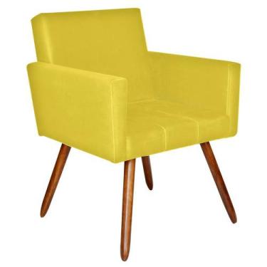Imagem de Poltrona Decorativa Pés Palito Vitoria Suede Amarela - DS Estofados - 