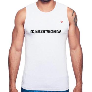 Imagem de Regata Ok, mas vai ter comida - Foca na Moda, Branco, M