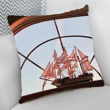 Imagem de Almofada Decorativa Cheia c/ Zíper 40x40 cm Náutico Oceania Praia Mar 