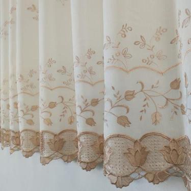 Imagem de Cortina Voil Guipir Com Forro Microfibra 3,00x1,80 Branca/Ouro/Marrom 