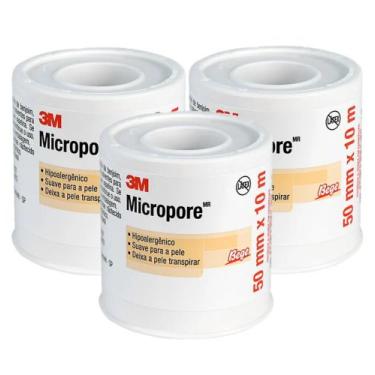 Imagem de Kit C/ 3 Fitas Micropore 50mm X 10 Mt Cor Bege 3m