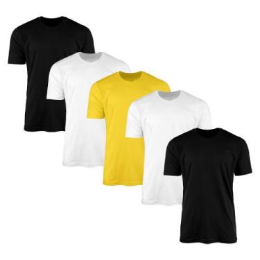 Imagem de Kit 5 Camisetas AMGK Masculina Lisa Básica 100% Algodão, Colorido, P