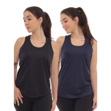 Imagem de Kit 2 Peças - Camiseta Regata Feminina Dry Fit Estampada Poliester Aca