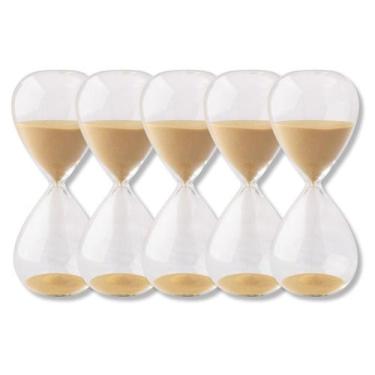 Imagem de Kit Com 5 Ampulhetas Decorativas Pequena 15min Branco Prata Dourado Le