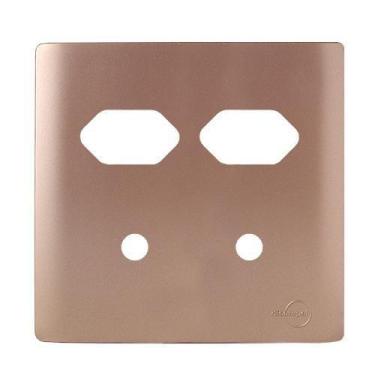 Imagem de Placa 2 Tomadas + 2 Furo Com Suporte 4X4 -Novara Ouro Rose - Dicompel 