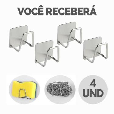 Imagem de Kit Suporte Porta Esponja Bucha Inox Para Pia Cozinha - Escolha Seu Ki