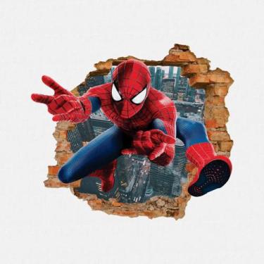 Imagem de Adesivo de Parede Buraco Falso Recortado 3d Homem Aranha 2 PPDAD005 - 