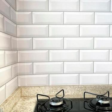 Imagem de Papel de Parede Adesivo Revestimento Tipo Cerâmica Branca Metrô White 