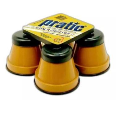 Imagem de Pés Para Geladeira e Fogão Redondo com Rodízio Kit 4 Pés - Loja Realiz