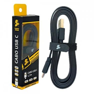 Imagem de Cabo Usb Tipo C Mobile Para Carregador Pix Flat 5Gb - 1,20M Preto - 01