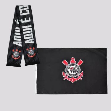 Imagem de Kit Corinthians Bandeira Dupla e Faixa-Unissex