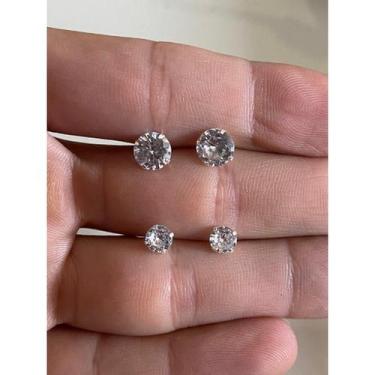 Imagem de Kit 2x Pares Brinco Prata 925 - Zircônia 5mm E 7mm - MPJoias
