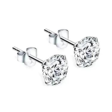 Imagem de Brinco Prata 925  Zircônia Redonda 7mm Unissex - MPJoias