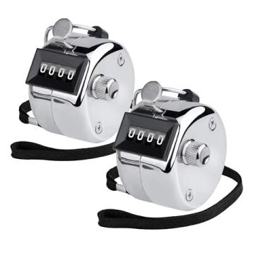 Imagem de Contador de contador de contador manual de metal, contador de cliques de 4 dígitos mecânico, contador de cliques com números de 4 dígitos, contagem digital para treinamento, tricô, pessoas, pesca de