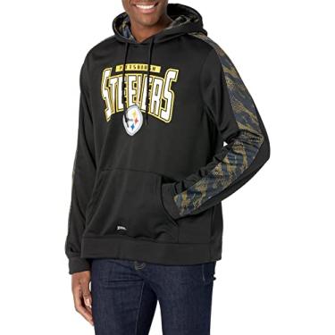 Imagem de Moletom masculino oficialmente licenciado Zubaz com capuz colorido da equipe NFL com forro de equipe Viper Liner, Pittsburgh Steelers, tamanho grande